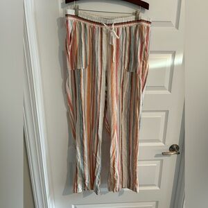 Cato Linen Striped Pants Cream Blue Orange Size 18 / 20W